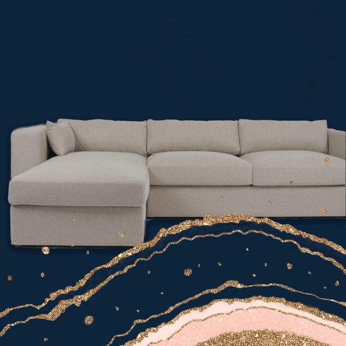 Сверстница 3 Seater l софа белого бархата ткани формы секционная 0