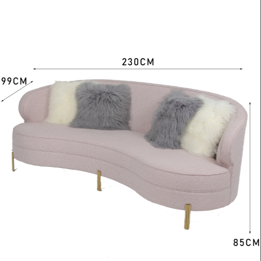 Софа Seater живущей комнаты 3 бархата ткани кривой современная 0