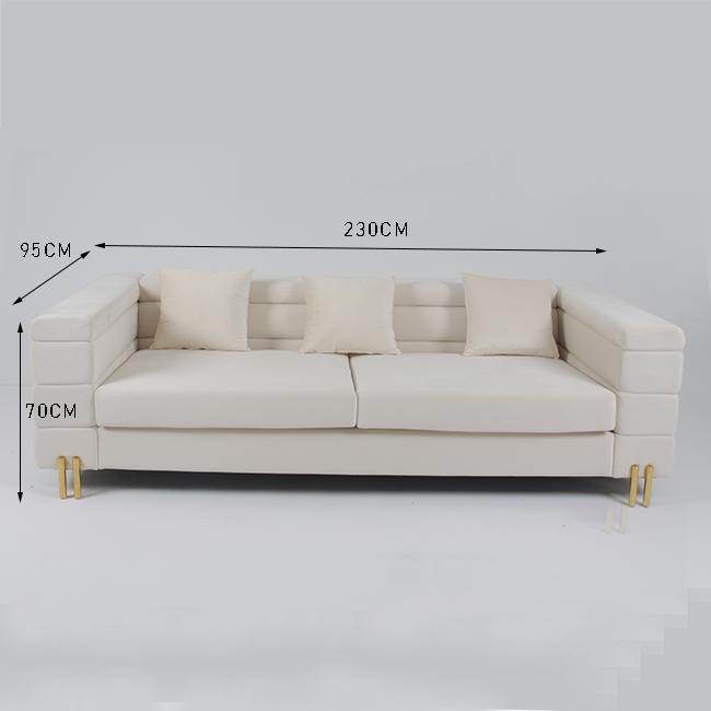3 софа бархата Seater 70cm Tufted с тонкой ногой металла 0