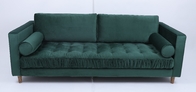 Retro Industrial Style Velvet Fabric 3 Seater Sofa Homestay Light Luxury Green