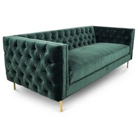 Купить Софа золотой кнопки ноги металла Tufted устанавливает для свадьбы/живущей комнаты, черной ткани бархата Производство в сети