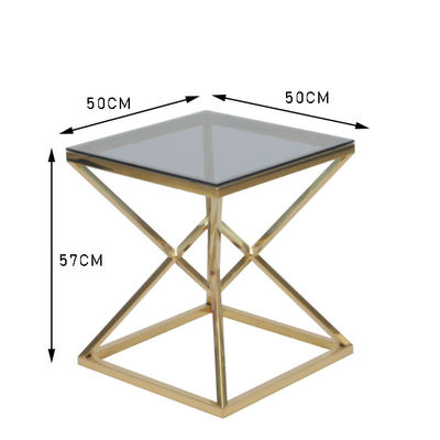 Купить журнальный стол 50x50cm современная нержавеющая сталь 0.47cbm и стеклянного Производство в сети