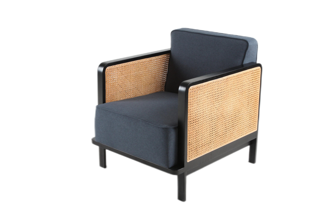 Linen Fabric Caned Back lounge Chairs Luxury Star Hotel Furniture