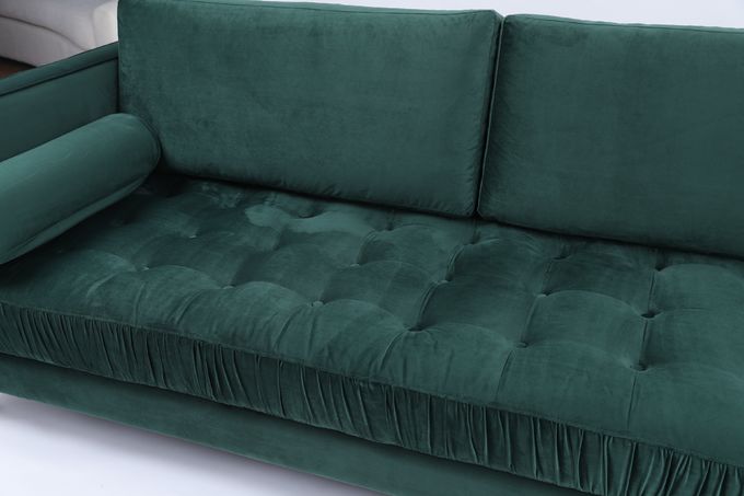 Модульная Tufted комната прожития 3 Seater софы офиса бархата кнопки Sectionals 0